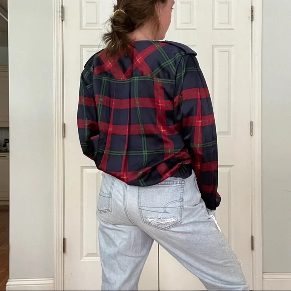 Vintage Julie Francis Silk Plaid Button Up - Picture 2 of 3